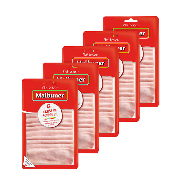 Jambon cuit à la croûte Malbuner – Barquette Midi 5 x 115 g