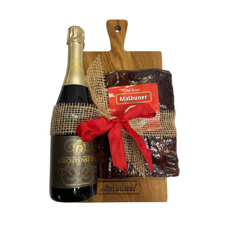 Malbuner lard paysan - Fürsten von Liechtenstein Premier Brut - Planche apéro Malbuner - en chêne