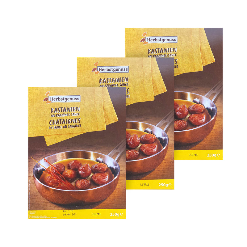 Herbstgenuss Kastanien an Karamellsauce Fan-Packung 250g