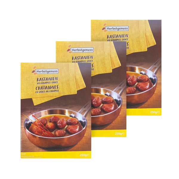 Herbstgenuss Kastanien an Karamellsauce Fan-Packung 250g