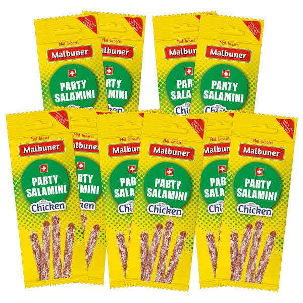 Malbuner Party Sticks pack de fan Salamini Poulet 10x40g