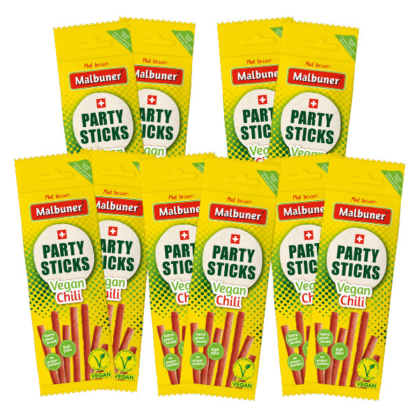 Malbuner Party Sticks pack de fan végans au piment 10x40g