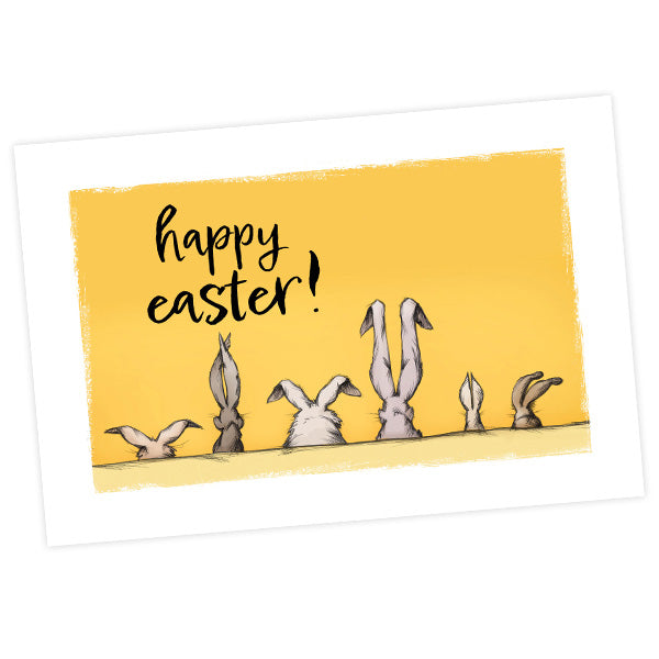 Grusskarte Happy Easter für  den Geschenkkorb mit zahlreichen Köstlichkeiten