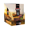 Beef Jerky Peppered ist der Favorit, für alle jene die es gern besonders scharf haben. Würzige luftgetrockneten Jerky-Fleischsnacks aus premium Rindfleischstreifen. Reich an Proteinen, 100% Natural