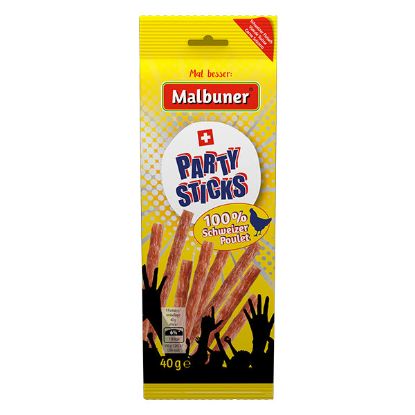 Die beliebte Party Sticks Variante mit bestem Schweizer Geflügelfleisch. 