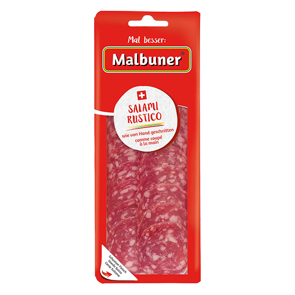 Die milde, feinkörnige Salami wird über mehrere Wochen an der frischen Alpen Luft getrocknet. Mageres, kerniges Schweinefleisch, ein wenig Speck, Pfeffer und Knoblauch, ist ihr Geheimnis 