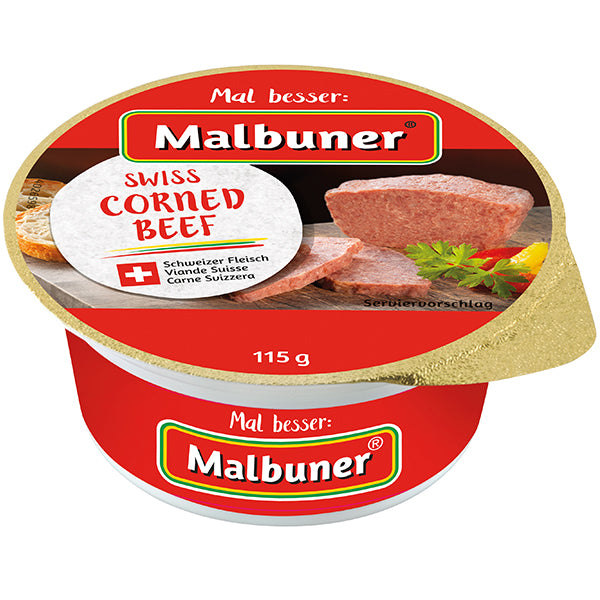Malbuner Swiss Corned Beef sehr klassisch, mit 100% Schweizer Rindfleisch, nach unserem Hausrezept zubereitet